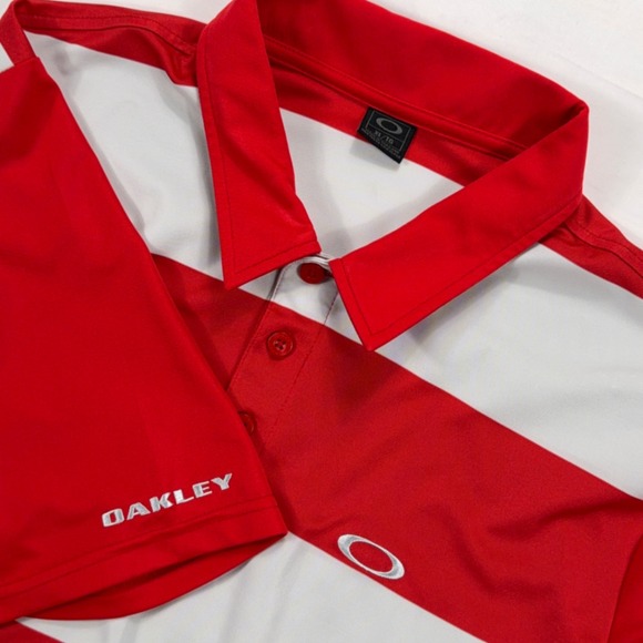 Oakley Other - Oakley Striped Performance Golf Polo Shirt XL Red White Short Sleeve Mens